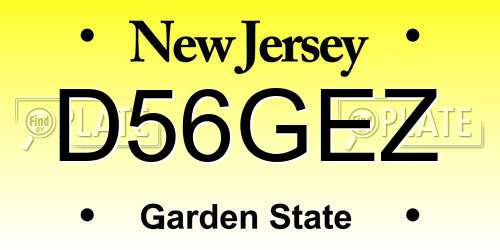 D56GEZ New Jersey License Plate