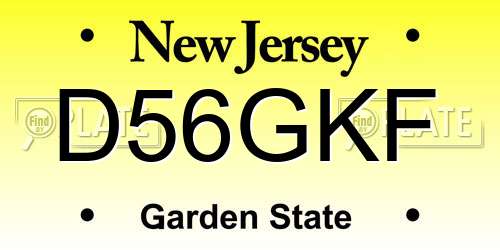 D56GKF New Jersey License Plate