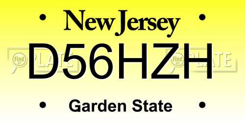 D56HZH New Jersey License Plate