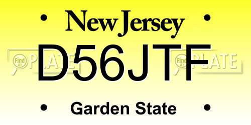 D56JTF New Jersey License Plate
