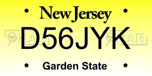 D56JYK New Jersey License Plate