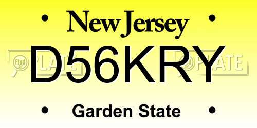 D56KRY New Jersey License Plate
