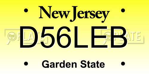 D56LEB New Jersey License Plate