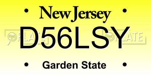 D56LSY New Jersey License Plate