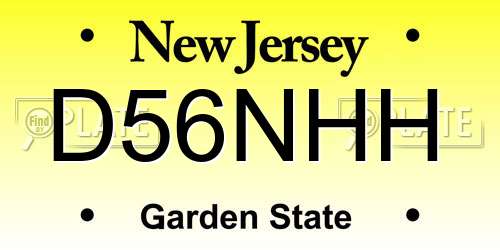 D56NHH New Jersey License Plate