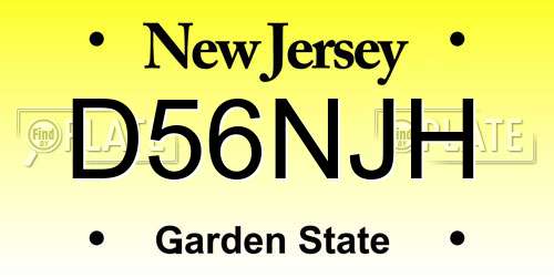 D56NJH New Jersey License Plate