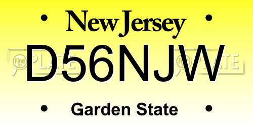 D56NJW New Jersey License Plate