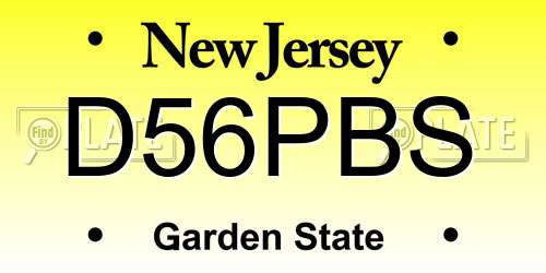D56PBS New Jersey License Plate