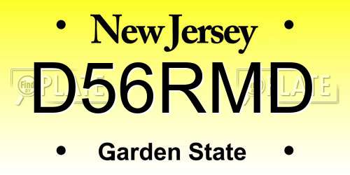 D56RMD New Jersey License Plate
