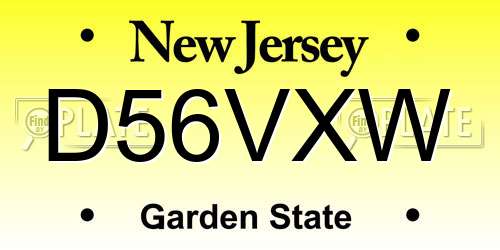 D56VXW New Jersey License Plate