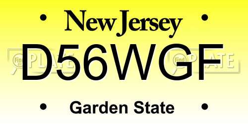 D56WGF New Jersey License Plate