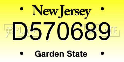 D570689 New Jersey License Plate