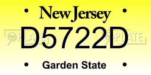 D5722D New Jersey License Plate