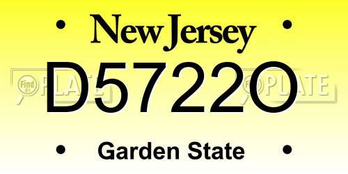 D5722O New Jersey License Plate