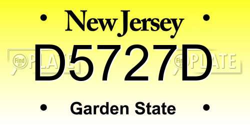 D5727D New Jersey License Plate