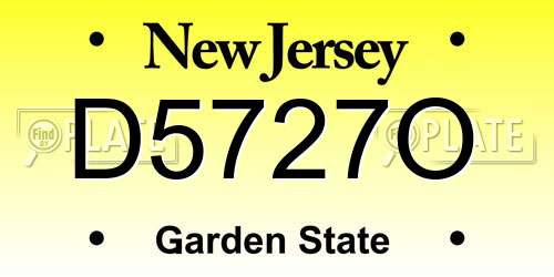 D5727O New Jersey License Plate