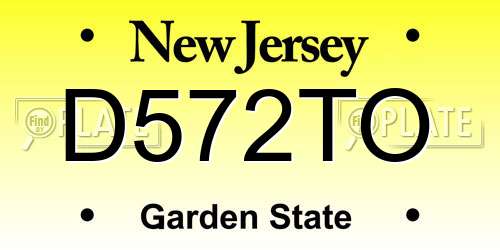 D572TO New Jersey License Plate