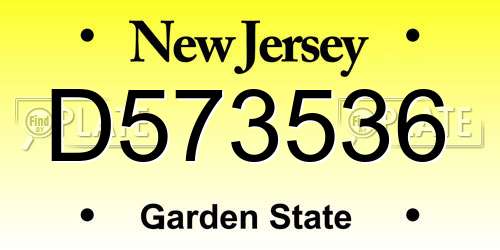 D573536 New Jersey License Plate