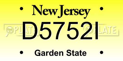 D5752I New Jersey License Plate