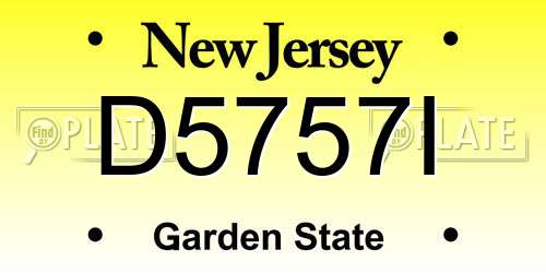 D5757I New Jersey License Plate