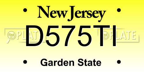 D575TI New Jersey License Plate