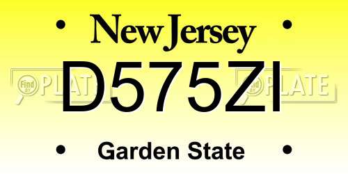 D575ZI New Jersey License Plate
