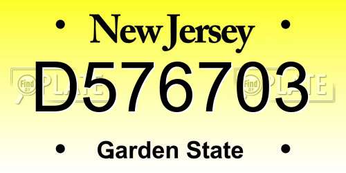 D576703 New Jersey License Plate