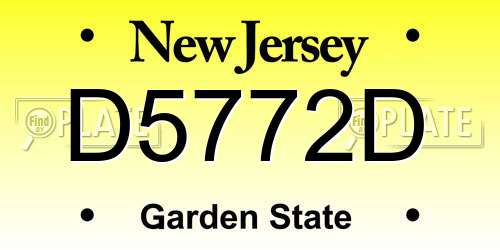 D5772D New Jersey License Plate