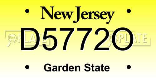 D5772O New Jersey License Plate