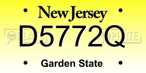 D5772Q New Jersey License Plate