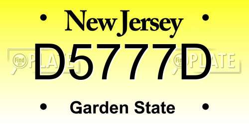 D5777D New Jersey License Plate