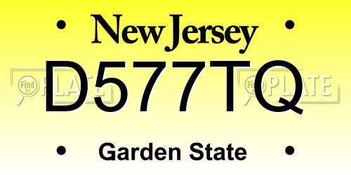 D577TQ New Jersey License Plate