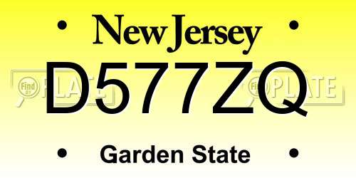 D577ZQ New Jersey License Plate