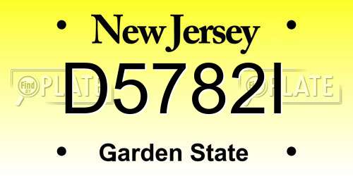 D5782I New Jersey License Plate
