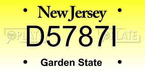 D5787I New Jersey License Plate