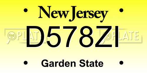D578ZI New Jersey License Plate