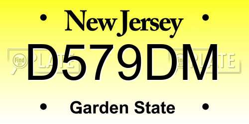 D579DM New Jersey License Plate