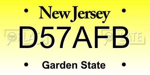 D57AFB New Jersey License Plate