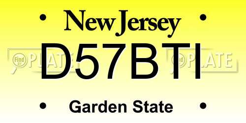 D57BTI New Jersey License Plate