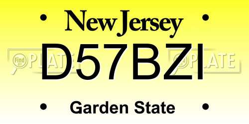 D57BZI New Jersey License Plate