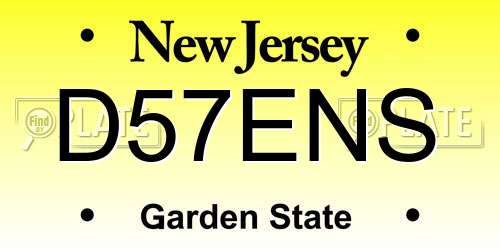 D57ENS New Jersey License Plate