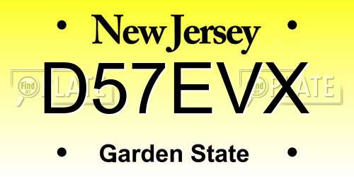 D57EVX New Jersey License Plate