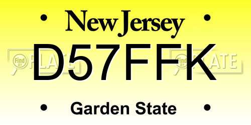 D57FFK New Jersey License Plate