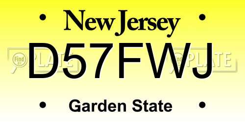 D57FWJ New Jersey License Plate