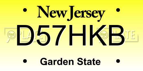 D57HKB New Jersey License Plate