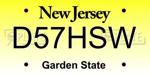 D57HSW New Jersey License Plate