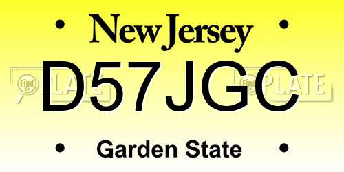 D57JGC New Jersey License Plate