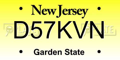 D57KVN New Jersey License Plate