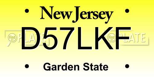 D57LKF New Jersey License Plate