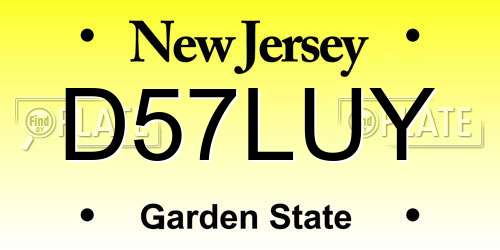 D57LUY New Jersey License Plate